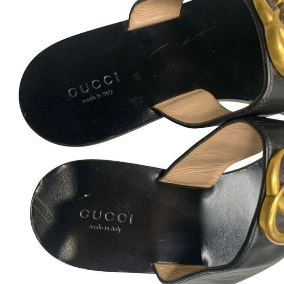 Gucci Marmont GG Thong Sandals EU 37.5 US 7.5 Black Flat Flip Flop Slide - Picture 7 of 10